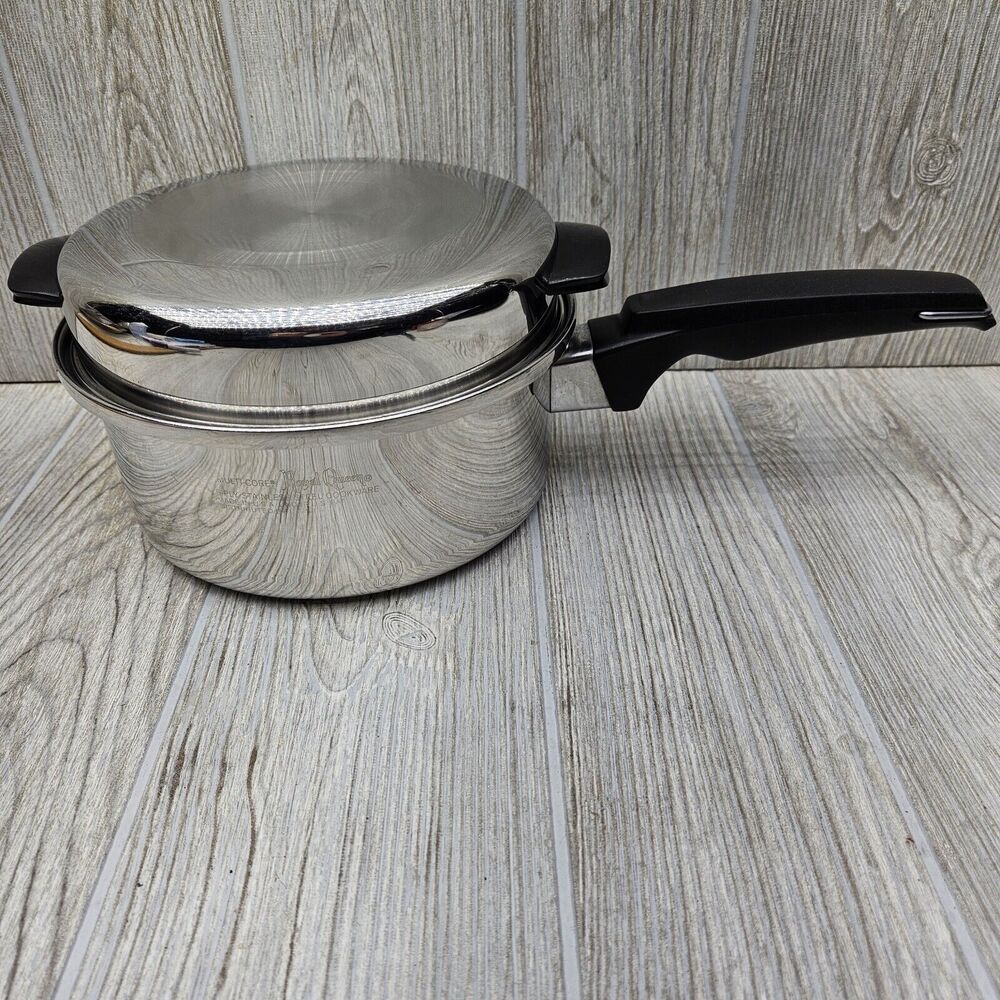 Vintage Royal Queen Multi-Core 5 Ply 2 Qt Sauce Pan Great Condition W Dome Lid
